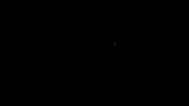 Beyaz çizgi Hanuka dreidel simgesi siyah arkaplanda izole edildi. 4K Video hareketli grafik canlandırması
