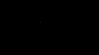 Beyaz çizgili Noel çelengi simgesi siyah arka planda izole edilmiş. Mutlu Noeller ve mutlu yıllar. 4K Video hareketli grafik canlandırması