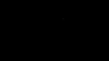 Beyaz çizgi mikrofon simgesi siyah arkaplanda izole edildi. Radyodaki mikrofondan. Sözcü işareti. 4K Video hareketli grafik canlandırması