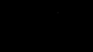 Beyaz çizgi test tüpü ve siyah arkaplanda izole edilmiş kimyasal test ikonu. Laboratuvar cam levhası. 4K Video hareketli grafik canlandırması