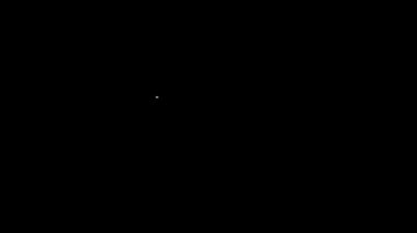 Beyaz çizgi Kimyasal deney simgesi siyah arka planda izole edildi. Laboratuvarda kimyasal ekipmanlarla yapılan bilimsel deney. 4K Video hareketli grafik canlandırması