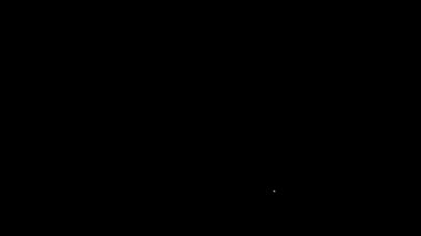 Siyah arkaplanda beyaz çizgi takvim arama simgesi izole edildi. 4K Video hareketli grafik canlandırması
