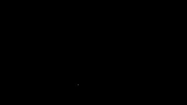 Beyaz çizgi çöp torbası simgesi siyah arkaplanda izole edilmiş. 4K Video hareketli grafik canlandırması