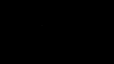 Beyaz çizgi parçalanmış robot simgesi siyah arkaplanda izole edildi. Yapay zeka, makine öğrenme, bulut hesaplama. 4K Video hareketli grafik canlandırması