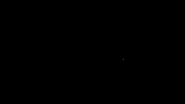 Vita linjen Konstgjorda satelliter kretsar runt planeten jorden i yttre rymden ikon isolerad på svart bakgrund. Kommunikation, navigeringskoncept. 4K Video motion grafisk animation — Stockvideo