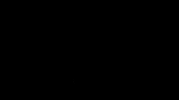 Weiße Linie Map Pin-Symbol isoliert auf schwarzem Hintergrund. Navigation, Zeiger, Standort, Karte, GPS, Richtung, Ort, Kompass, Suchkonzept. 4K Video Motion Grafik Animation — Stockvideo