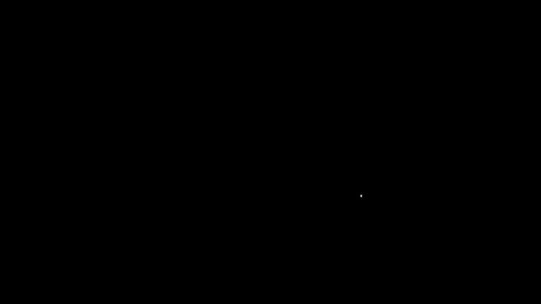 Тестовая трубка белой линии и значок лабораторных анализов фляжки изолированы на черном фоне. Знак лабораторной посуды. Видеографическая анимация 4K — стоковое видео