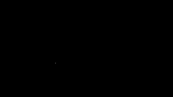 Alb linie Man pălărie cu pictogramă panglică izolat pe fundal negru. 4K Animație grafică în mișcare video — Videoclip de stoc