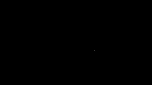 黒の背景に隔離された白い線のUFO飛行宇宙船のアイコン。空飛ぶ円盤。宇宙船だ。未来的な未知の飛行物体。4Kビデオモーショングラフィックアニメーション — ストック動画