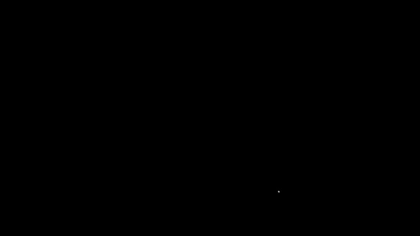 Vit linje Förstoringsglas med klocka ikon isolerad på svart bakgrund. Klocka sökning. 4K Video motion grafisk animation — Stockvideo