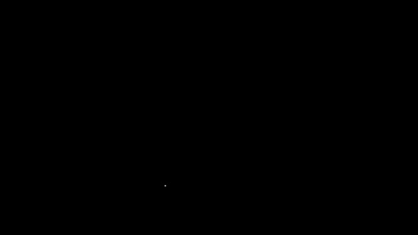 Biała linia Ręczna ikona granatu dymnego odizolowana na czarnym tle. Wybuch bomby. 4K Animacja graficzna ruchu wideo — Wideo stockowe
