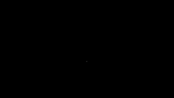 Witte lijn Douchekop met waterdruppels vloeiende pictogram geïsoleerd op zwarte achtergrond. 4K Video motion grafische animatie — Stockvideo