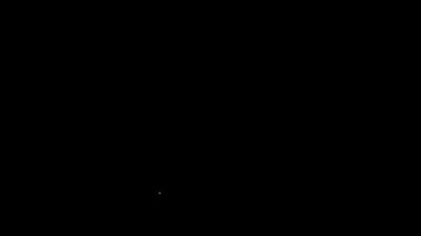 Beyaz çizgili torba ya da patates cipsi simgesi siyah arka planda izole edilmiş. 4K Video hareketli grafik canlandırması