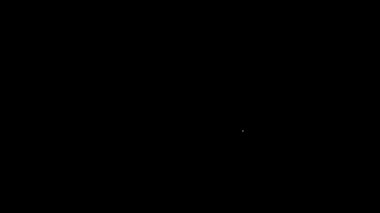 Siyah arka planda beyaz çizgi araba simgesi izole edildi. Ön manzara. 4K Video hareketli grafik canlandırması