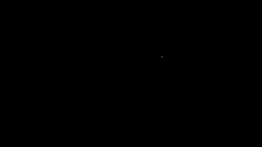 Beyaz çizgi sirk bileti simgesi siyah arka planda izole edildi. Eğlence parkı. 4K Video hareketli grafik canlandırması