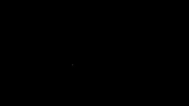 Beyaz çizgi ağırlık simgesi siyah arkaplanda izole edildi. Kilogram ağırlık kaldırmak ve ölçmek için ağırlık bloğu. Kütle sembolü. 4K Video hareketli grafik canlandırması
