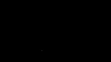Siyah zemin üzerinde top ikonu olan beyaz çizgi beyzbol sopası. 4K Video hareketli grafik canlandırması