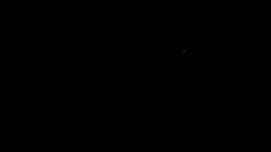 Beyaz çizgi bel çantası, siyah arka planda izole edilmiş muz ikonu. 4K Video hareketli grafik canlandırması