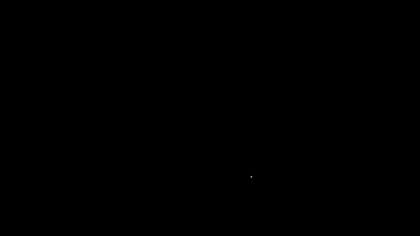 Witte lijn Indiase hoofdtooi met veren pictogram geïsoleerd op zwarte achtergrond. Indiaans traditioneel hoofddeksel. 4K Video motion grafische animatie — Stockvideo