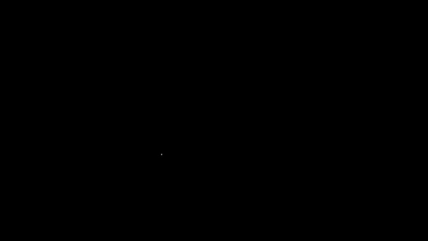 Línea blanca Icono del coche aislado sobre fondo negro. Vista frontal. Animación gráfica de vídeo 4K — Vídeos de Stock