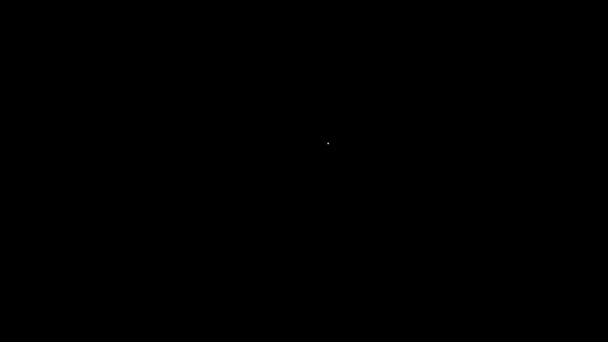 Línea blanca Símbolo de amor con corazón e icono de flecha aislado sobre fondo negro. Señal de amor. El símbolo de San Valentín. Animación gráfica de vídeo 4K — Vídeos de Stock