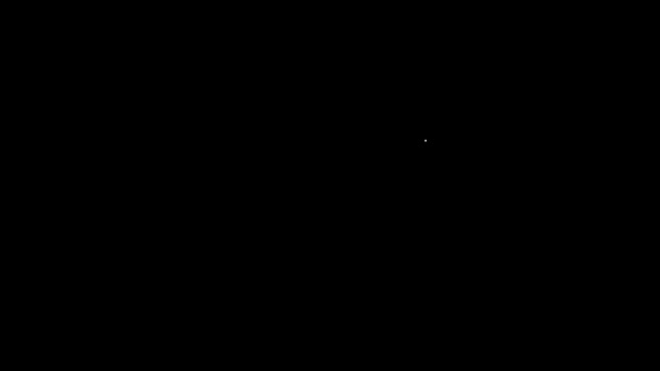Иконка стола белой линии офиса изолирована на черном фоне. Видеографическая анимация 4K — стоковое видео