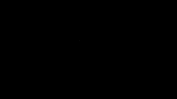Línea blanca Icono del parque de skate aislado sobre fondo negro. Conjunto de rampa, rodillo, escaleras para un skatepark. Deporte extremo. Animación gráfica de vídeo 4K — Vídeo de stock