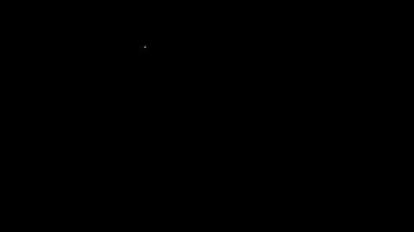 Kırık beyaz çizgi simgesi siyah arkaplanda izole edildi. Hasarlı pencere. Pencere camı kavramını yendim. Vandalizm. 4K Video hareketli grafik canlandırması