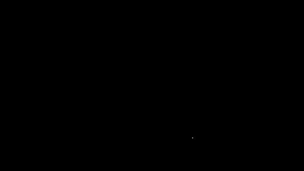 Linea bianca panna montata in un aerosol può icona isolata su sfondo nero. Dolce latticini. Prodotto lattiero-caseario e simbolo dolce. Animazione grafica 4K Video motion — Video Stock