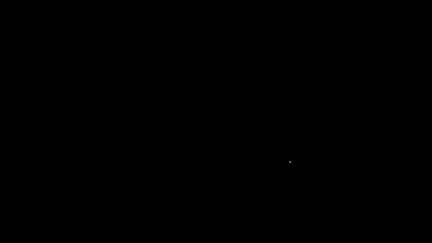 Witte lijn Piraten schatkaart pictogram geïsoleerd op zwarte achtergrond. 4K Video motion grafische animatie — Stockvideo