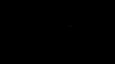 Siyah arkaplanda beyaz çizgi Propan gaz tankı ikonu izole edildi. Yanabilir benzin deposu ikonu. 4K Video hareketli grafik canlandırması