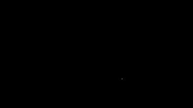 Beyaz çizgi grafiği, çizelgesi, çizelgesi, diyagramı, bilgi grafiği, turta grafik simgesi siyah arkaplanda izole edilmiş. 4K Video hareketli grafik canlandırması