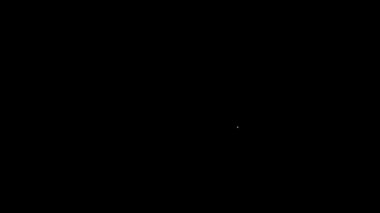 Beyaz çizgi SD kart simgesi siyah arkaplanda izole edildi. Hafıza kartı. Adaptör simgesi. 4K Video hareketli grafik canlandırması