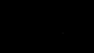 Beyaz çizgi bilgisayar ekranı simgesi siyah arkaplanda izole edildi. Elektronik cihaz. Ön manzara. 4K Video hareketli grafik canlandırması