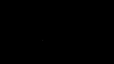 Siyah arka planda izole edilmiş kurdele ikonlu beyaz çizgi adamı şapkası. 4K Video hareketli grafik canlandırması