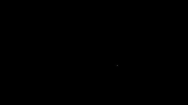 Beyaz çizgi haber simgesi siyah arkaplanda izole edildi. Televizyonda haberler. Haber spikeri yayın yapıyor. Kitlesel medya. Akşam haberleri. 4K Video hareketli grafik canlandırması