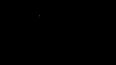 Beyaz çizgi Eko doğa yaprağı ve batarya ikonu siyah arka planda izole edildi. Enerji, ekoloji tasarruf kavramına dayanır. 4K Video hareketli grafik canlandırması