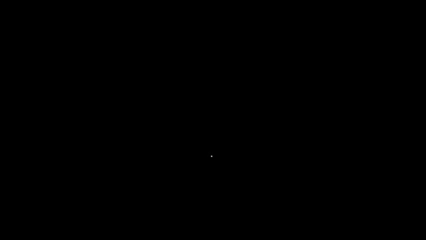 黒の背景に隔離されたフラグアイコンとホワイトラインカーニバルガーランド。誕生日のお祝い、祭りの装飾のためのパーティーペナント。4Kビデオモーショングラフィックアニメーション — ストック動画