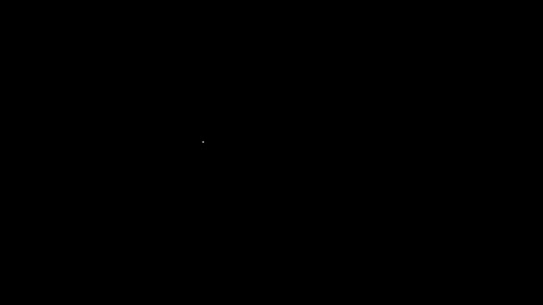 Белая линия Знак шлагбаума для стояночных автомобилей выделен на черном фоне. Уличная остановка границы. Видеографическая анимация 4K — стоковое видео