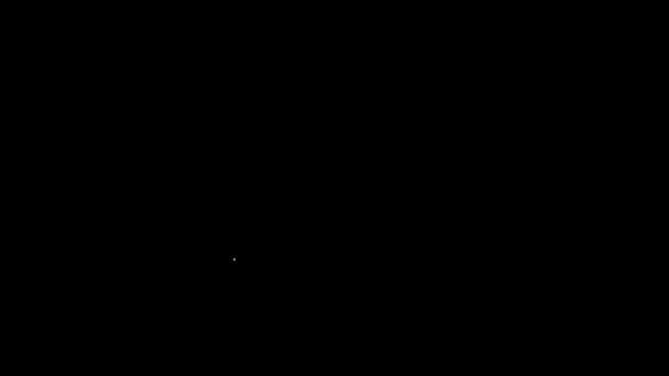 Fehér vonal Mosópor egy mérőpohár ikon elszigetelt fekete alapon. 4K Videó mozgás grafikus animáció — Stock videók