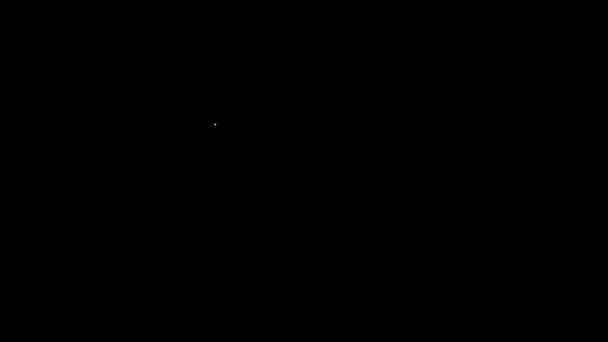 Bílá čára Dům ikona izolované na černém pozadí. Realitní kancelář nebo chalupa město elitní třídy. Grafická animace pohybu videa 4K — Stock video