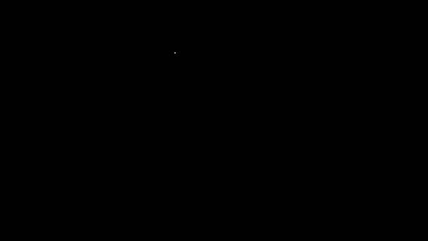 白线卫星图标孤立在黑色背景。4K视频运动图形动画 — 图库视频影像
