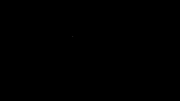 Línea blanca Icono de reportaje de televisión aislado sobre fondo negro. Noticias de televisión. Animación gráfica de vídeo 4K — Vídeo de stock