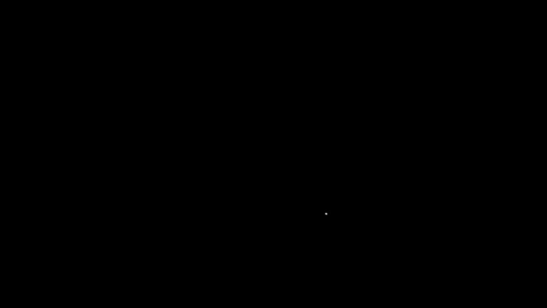 Fehér vonal Elektromos autó és elektromos kábel töltés ikon elszigetelt fekete háttérrel. Megújuló ökotechnológiák 4K Videó mozgás grafikus animáció — Stock videók