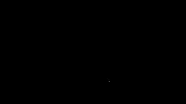 Beyaz çizgi makas kuaför simgesi siyah arkaplanda izole edilmiş. Kuaför, moda salonu ve berber tabelası. Berber dükkanı sembolü. 4K Video hareketli grafik canlandırması