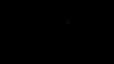 Beyaz çizgi berber dükkanı simgesi siyah arkaplanda izole edildi. Kuaför logosu ya da tabela. 4K Video hareketli grafik canlandırması