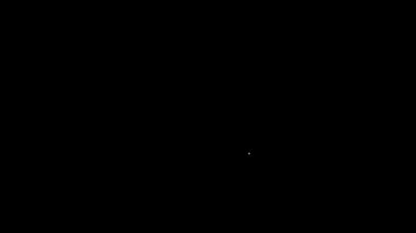 Beyaz çizgi karton kutu ve siyah arkaplanda izole edilmiş simgeyi sil. Kutu, paket, paket işareti. Teslimat ve ambalaj. 4K Video hareketli grafik canlandırması