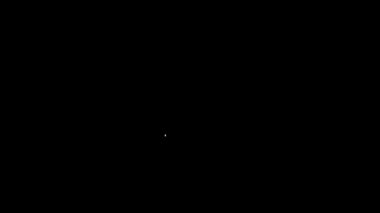Beyaz çizgi karton kutu ve hızlı teslimat ikonu siyah arka planda izole edildi. Kutu, paket, paket işareti. Teslimat ve ambalaj. 4K Video hareketli grafik canlandırması