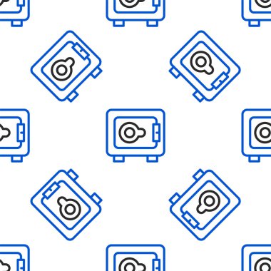 Hat Güvenli simgesi beyaz arkaplanda izole edilmiş kusursuz desen. Kapı, şifreli bir banka kasası. Güvenilir Veri Koruma. Renkli taslak konsepti. Vektör