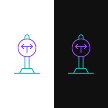 Line Fork in the road icon isolated on white and black background. Colorful outline concept. Vector